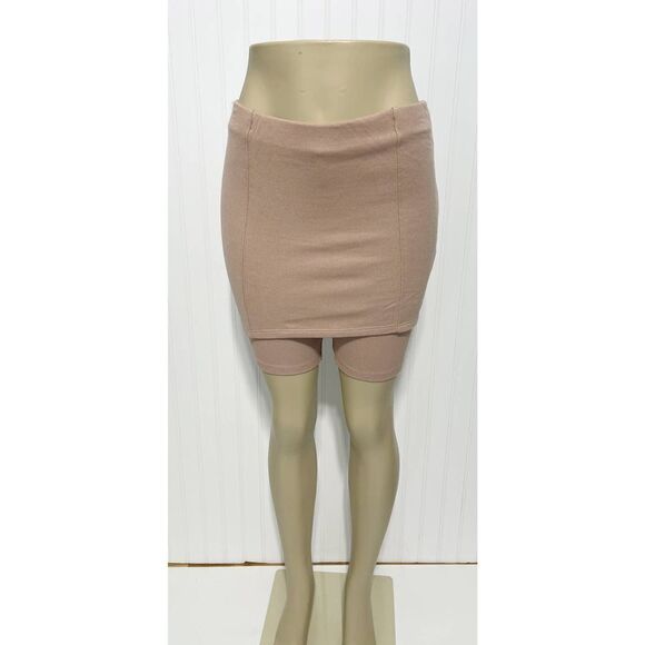 Zara Ribbed Pull On Mini Knit Sweater Skort‎ Skirt with Shorts Nude Pink Small - Picture 1 of 10